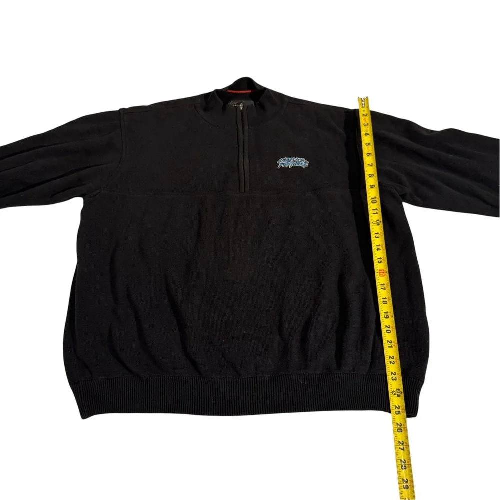 Greg Norman Carolina Panthers Y2K Satin Lined Quarter Zip Sweater Mens L Black